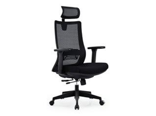 Chaise de bureau noire ergonomique avec soutien dorsal et réglages confortables, idéale pour un espace de travail à domicile ou au bureau.
