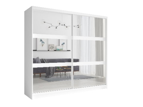 Armoire avec portes miroir dans un espace moderne, idéal pour la décoration intérieure et le rangement.