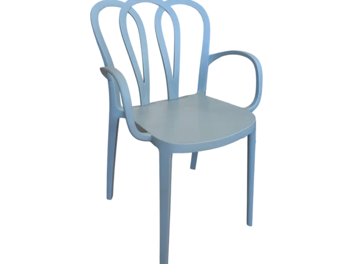Fauteuil en polypropylène gris, idéal pour décoration intérieure ou extérieure, offrant confort et style moderne. Parfait pour un espace de détente ou une salle à manger élégante.