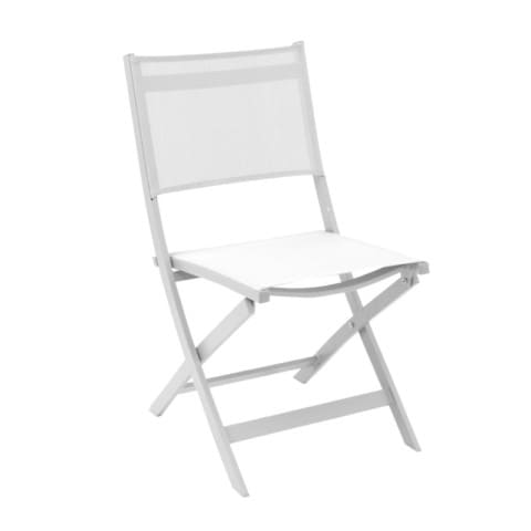 Chaise repas pliante en aluminium avec toile sling, idéale pour camping, jardin ou terrasse, design compact et facile à transporter pour un confort pratique en extérieur.