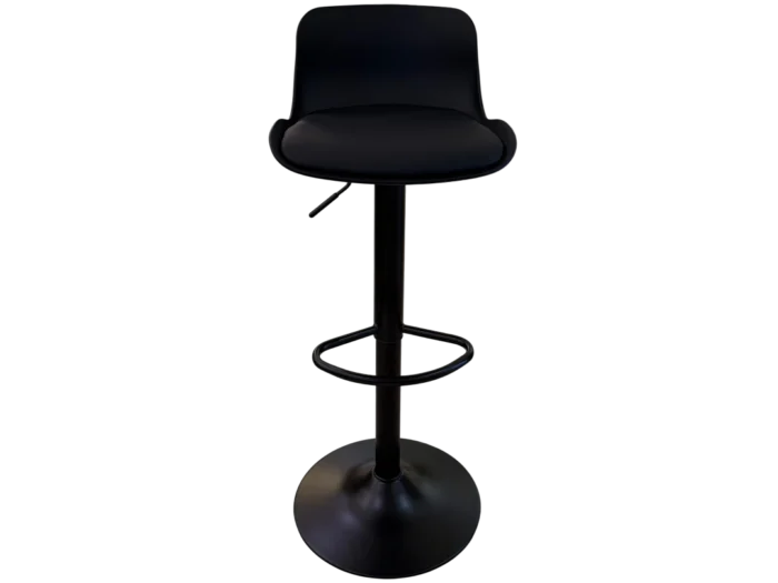 Chaise de bar réglable VITOLO avec coussin noir, pied rond en métal pour un style moderne et confortable. Parfaite pour cuisine ou espace de bar, allie design et praticité.