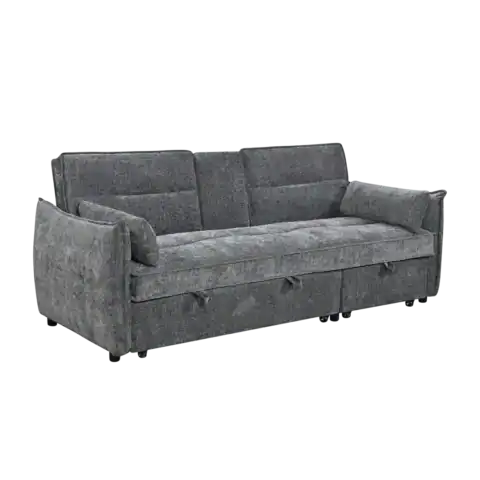 Canapé convertible Baccoa 2 places en tissu gris, idéal pour un salon moderne et pratique. Facile à transformer en lit, parfait pour accueillir des invités ou optimiser l'espace.