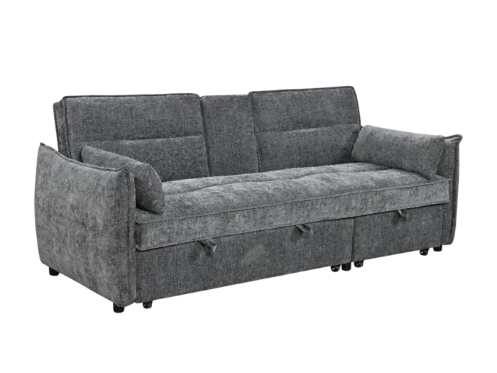 Canapé convertible Baccoa 2 places en tissu gris, idéal pour un salon moderne et pratique. Facile à transformer en lit, parfait pour accueillir des invités ou optimiser l'espace.