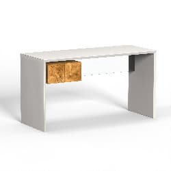 Buffet moderne en bois et blanc avec rangement pratique, idéal pour organiser votre salon ou salon de séjour. Design épuré pour un style contemporain.