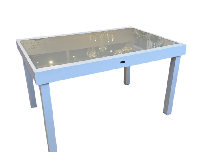 EOS Table repas extensible 135/270x90cm aluminium blanc verre cappuccino 12 places – Image 2
