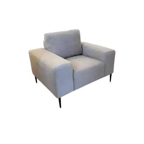 Fauteuil Dahlia 1 place en tissu gris, idéal pour un salon moderne et confortable. Design épuré, parfait pour un espace de détente élégant.