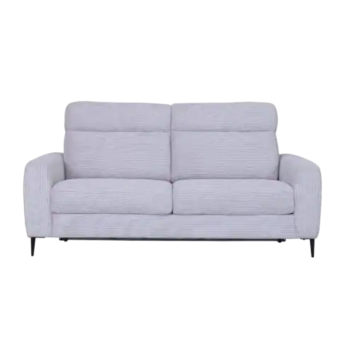 Canapé convertible gris côtelé 3 places avec matelas intégré, idéal pour un salon moderne et pratique. Facile à transformer en lit avec un matelas intégré pour un confort optimal.