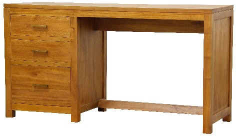 Bureau en bois massif avec tiroirs, design rustique et pratique pour espace de travail à domicile ou au bureau.