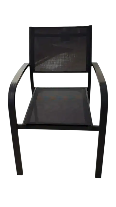 Fauteuil de repas extérieur Josephine en aluminium anthracite avec toile anthracite, idéal pour un mobilier de jardin élégant et durable. Parfait pour profiter de repas en plein air avec style.
