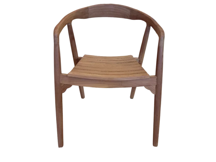Fauteuil en teck EPSILON, parfait pour les repas en extérieur ou intérieur, alliant design élégant et durabilité. Idéal pour une ambiance chaleureuse et naturelle.
