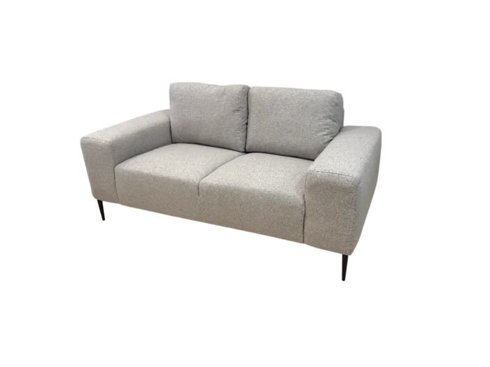 Déhanché avec un tissu gris clair, ce canapé Dahlia 2 places offre confort et style pour votre espace de vie. Parfait pour un intérieur contemporain, il allie design épuré et praticité.