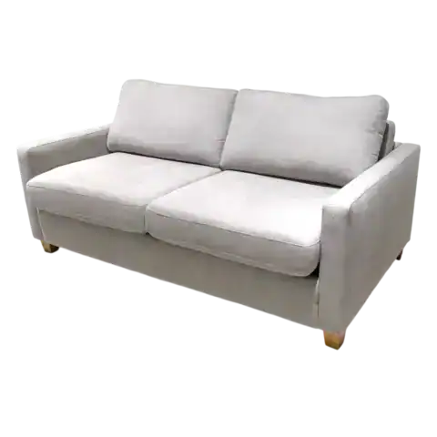 Canapé convertible 2 places en tissu beige avec matelas intégré, idéal pour optimiser l'espace et offrir un confort optimal. Parfait pour un salon moderne ou une chambre d'amis.