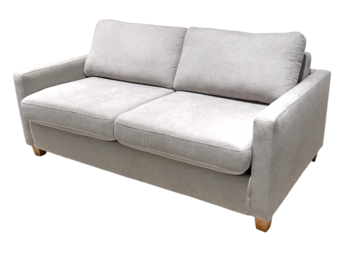 Canapé convertible 2 places en tissu beige avec matelas intégré, idéal pour optimiser l'espace et offrir un confort optimal. Parfait pour un salon moderne ou une chambre d'amis.