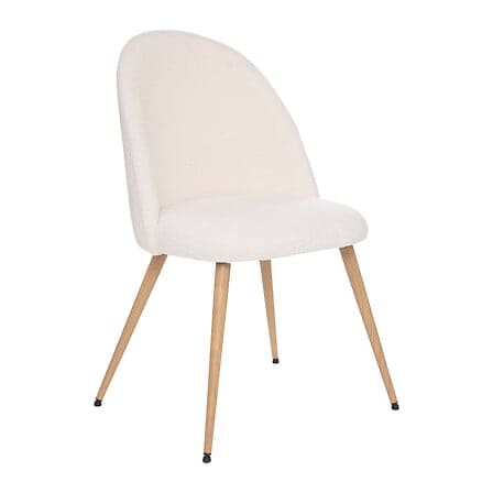 Chaise moderne avec rembourrage blanc et pieds en bois naturel, idéale pour une salle à manger ou un bureau élégant. Parfaite pour ajouter une touche contemporaine à votre intérieur.