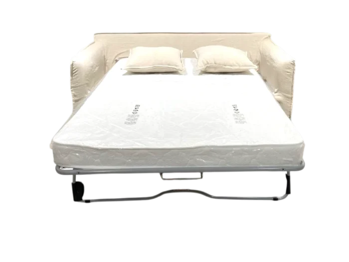 Canapé convertible déhoussable beige pour salon, pratique et confortable, idéal pour accueillir des invités ou optimiser l'espace dans votre intérieur.