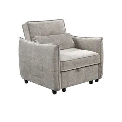 Balcon ou salon : fauteuil convertible gris GRANADA, design moderne et pratique, parfait pour optimiser l'espace.