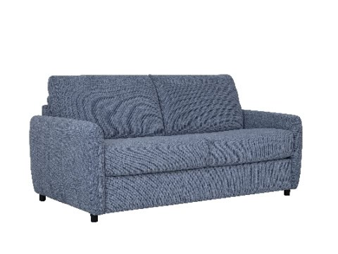 Canapé 3 places convertible en tissu bleu contemporain, parfait pour un salon moderne et pratique, allie confort et élégance pour accueillir vos invités ou se détendre.