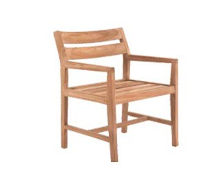 Fauteuil en bois naturel pour terrasse ou jardin, idéal pour un espace extérieur accueillant, durable et esthétique. Parfait pour détente et convivialité en plein air.