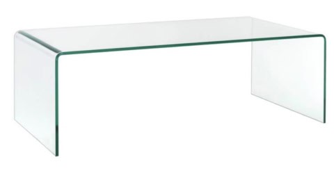 Table en verre transparent pour décoration intérieure élégante et contemporaine.