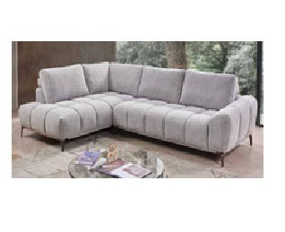 Canapé d'angle moderne en tissu gris pour un salon accueillant, parfait pour un weekend détente.