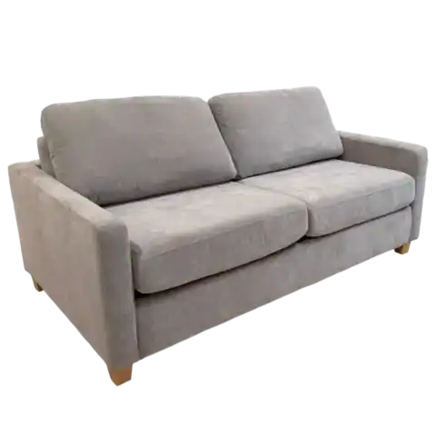Canapé convertible gris 2 places avec matelas intégré, idéal pour un salon moderne et pratique. Facile à transformer en lit pour accueillir vos invités avec confort et style.