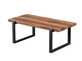 Table en bois massif avec structure métallique, idéale pour une décoration moderne et élégante. Parfait pour les espaces de vie ou de travail, offrant robustesse et style contemporain.