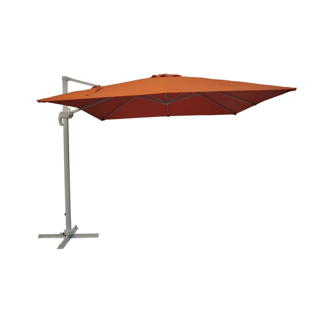 Parasol déporté Terra-cotta 3x3 m avec mât en aluminium beige, idéal pour ombrager votre espace extérieur. Parfait pour un jardin ou une terrasse, offrant style et protection solaire.